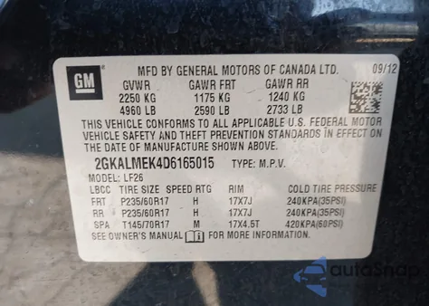 2013 GMC Terrain Sle-1 from USA, damaged, VIN 2GKALMEK4D6165015